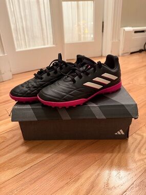 adidas Kids Black & Pink Turf Soccer Shoes